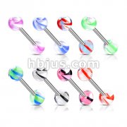 316L Surgical Stainless Steel Barbell with Acrylic Screw Marble Balls 160pc Pack (20pcs x 8 colors)