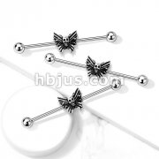 Skull Center Butterfly 316L Surgical Steel Industrial Barbell