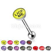 Clear Epoxy Covered BadWords Inlaid Top 316L Surgical Steel Barbell Tongue Rings