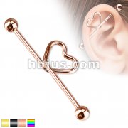 Heart shape in the middle Titanium IP over 316L S.Steel Industrial Barbell  