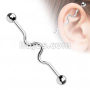 Wavy Industrial Barbell 316L Surgical Steel 