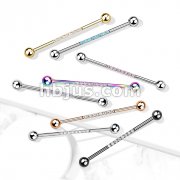 316L Surgical Steel Industrial Barbell with CNC SetLined CZ on Bar