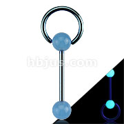  Slave Barbell w/ Glow In The Dark Ball Titanium IP Over 316L Stainless Steel