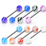 316L Surgical Steel Barbell with Assorted Color Multi Layered Acrylic Balls 160pcs Bulk Pack (20pcs x 8 colors) 