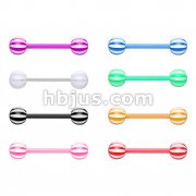 Flexible Barbell with Candy Stripe Ball 160pc Pack (20pcsx x 8 colors) 