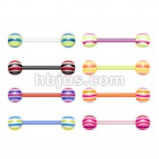 Flexible PTFE Barbells with Acrylic 2-Color Wave Balls 160pc Pack (20pcs x 8 colors) 