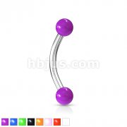 Solid Color Acrylic Balls 316L Surgical Steel Curve Eyebrow
