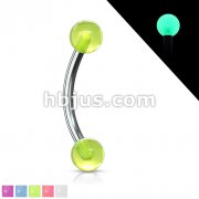 Acrylic Glow in the Dark Balls 16 GA 316L Surgical Stainless Steel Eyebrow Ring