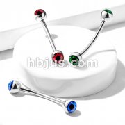 316L Surgical Steel Curved Barbell with Eyeball Inlaid Ball Ends for Snake Eye Piercing and More