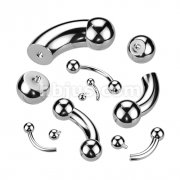 Internally Threaded Basic Eyebrow Curve Barbell Ring 316L Surgical Steel