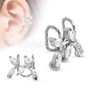 Branch with CZ Leaves Non-Piercing Ear Cuff