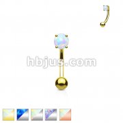 3mm Opal Prong Set Top 316L Surgical Steel Eyebrow Rings/Petite Belly Rings