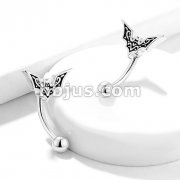 Bat Top 316L Surgical Steel Eyebrow Rings/ Curved Barbells