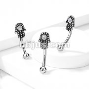 316L Surgical Steel Curved Eyebrow Rings with Hamsa