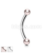 Pearl Coated Ball 316L Surgical Steel Eyebrow Curved Barbells