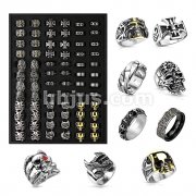 72 Pcs Pre Loaded Assorted Stainless Steel Ring Package on Versa Ring Tray (9 Styles X 4 Sizes)