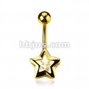 Star CZ 14kt Gold Plated Navel Ring  