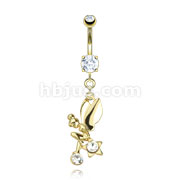 CZ Star Fairy Dangle 14kt Gold Plated Navel Ring 