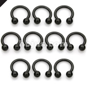 10PC Black Titanium IP Over 316L Surgical Steel Circular Barbell Package