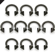 10PC Black Titanium IP Over 316L Surgical Steel Circular Barbell with Spikes Package