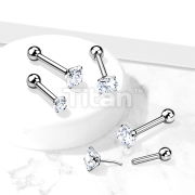 Implant Grade Titanium Threadless Push-In Cartilage Barbell with CZ
