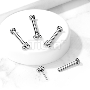 Implant Grade Titanium Threadless Push in Labret, Flat Back Studs with Triangular Ball Cluster Top for Cartilage, Monroe, Nose and More