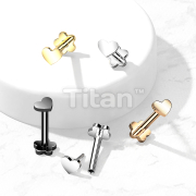 Implant Grade Titanium Threadless Push in Flower Base Labret, Flat Back Studs with Heart  Top for Cartilage, Monroe and More