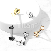 Implant Grade Titanium Threadless Push in Flower Base Labret, Flat Back Studs with Star  Top for Cartilage, Monroe and More