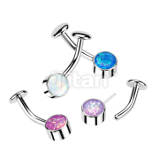 Implant Grade Titanium Threadless Belly Button Ring With 5mm Convex Base and Bezel Set Round Opal