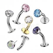 Cascading Prism Heart Belly Button Ring Aqua Clear Pink Red Navel Fancy AB CZ 