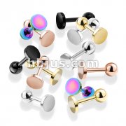 100 Pcs Flat Circle Top PVD over 316L Surgical Steel Cartilage, Tragus Barbell Studs Bulk Pack (20 Pcs x 5 Colors)
