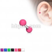 Solid Colored Acrylic Ball 316L Surgical Steel Tragus/Cartilage Barbell