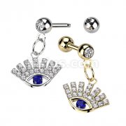 CZ Paved Lucky Eye Dangle 316L Surgical Steel Cartilage Barbells