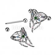 Heart Dream Catcher Shield Nipple Ring With Multi Color CZ and 316L Surgical Steel Barbell