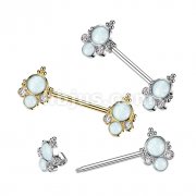 316L Surgical Steel Nipple Barbell With Double Opal and CZ Ends
