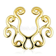 Tribal Flora 14Kt Gold Plate  Clip On Nipple Ring