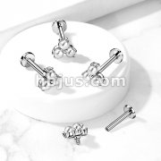 Pearl Prong Set Triangle Top on Internally Threaded 316L Surgical Steel Flat Back Studs for Cartilage, Labret, and More