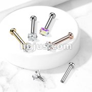 Sqaure CZ Prong Set Top Internally Threaded 316L Surgical Steel Labret, Flat Back Studs For Lip, Chin, Nose and More