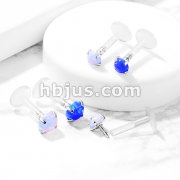 Opal Stone Prong Set 316L Surgical Steel Top Push In Bio Flex Flat Back Studs for Labret, Monroe, Ear Cartilage, and More