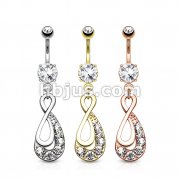 Dozen Pack Infinity Drop with Paved Gems Dangle Navel Ring