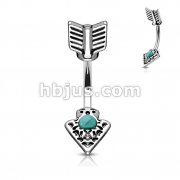 Turquoise Set Tribal Arrow 316L Surgical Steel Belly Button Navel Rings