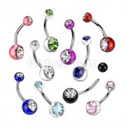 Acrylic Double Jeweled Belly Ring With 316L Surgical Steel Curved Bar
