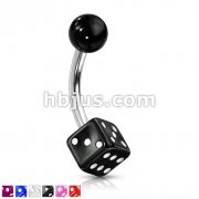 Arcrylic Dice 316L Surgical Steel Belly Button Rings