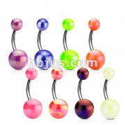 316L Surgical Steel Navel Ring with Metallic Coated Acrylic Ball 160pc Pack (20pcs x 8 styles) 