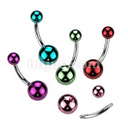 316L Surgical Steel Belly Button Ring With Glass Coating Acrylic Balls