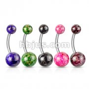 100 Pcs Metallic Coated Acrylic Balls 316L Surgical Steel Navel Ring Pack (20pcs x 5 colors)