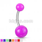 Solid color Acrylic Balls 316L Surgical Stainless Steel Navel Rings
