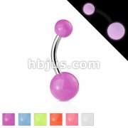 316L Surgical Stainless Steel Navel Rings with Glow In The Dark Balls