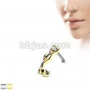 Snake Wrapped Around CZ Nose Crawlers 316L Surgical Steel Nose Bone Stud Rings