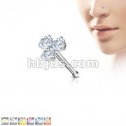 Three Prong Set Round CZ Triangle 316L Surgical Steel Nose Bone Stud Rings